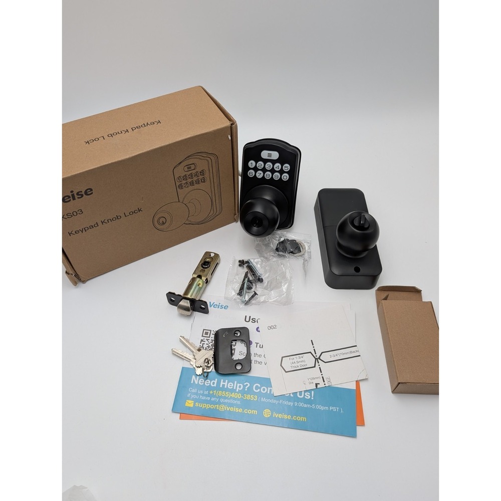 Veise‎ KS03 Keypad Door Knob Lock Matte Black Aluminum Auto-Locking Passage Mode